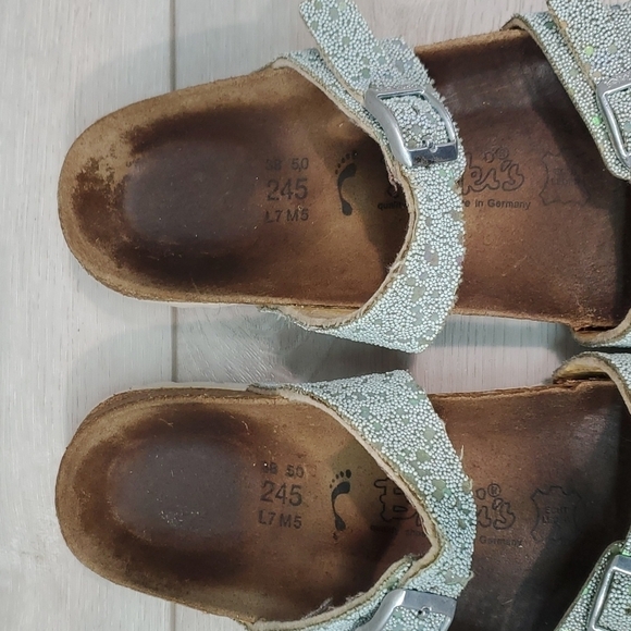 Birkenstock Birkis Women Comfort Glitter Straps Sandals Flip Flop shoes sz 38/7 - Picture 5 of 12